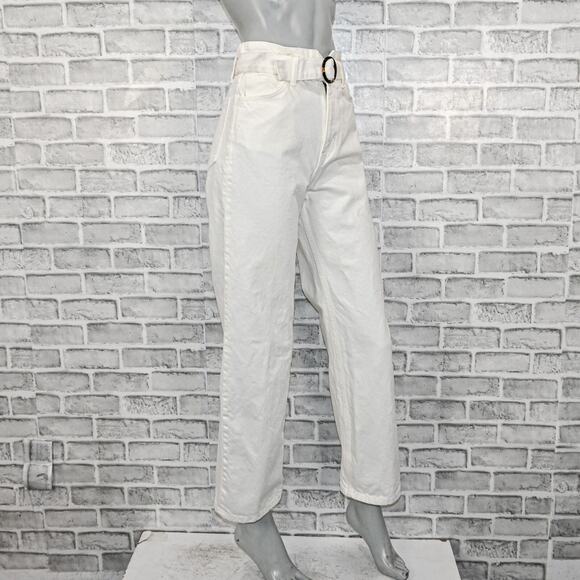 Reformation Women's Wilder Belted High Rise Wide Leg Jeans White size 26 - Picture 3 of 12